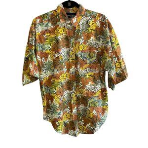 Katelyn Rose Vintage 90s Autumn Graphic Print USA Made 100% Cotton Shirt Size L